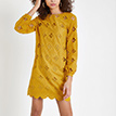 Dark yellow lace cut out swing dress